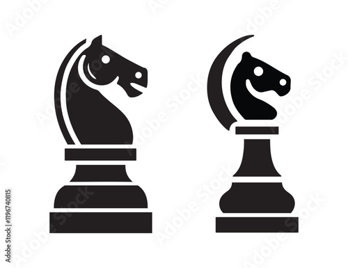 Horse chess piece line art vector illustration.