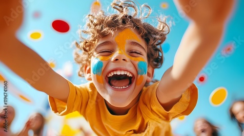 Joyful of Children s Laughter and Delight at Vibrant Carnival