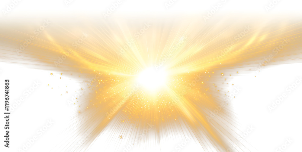Transparent yellow sunlight special lens flash light effect. Sun light with glare. Golden flash png. Vector illustration for perfect effect with sparkles. Sun rays png.