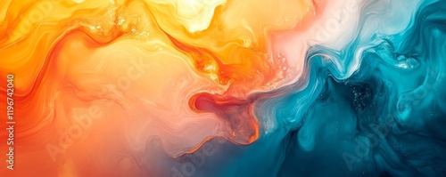 Abstract vivid orange teal blurred background, vivid overlays texture digital wallpaper, high-contrast lighting, Generative AI
