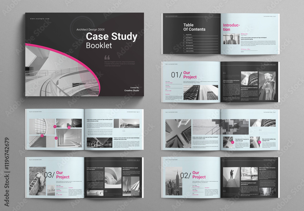 Case Study Booklet Template Design Brochure Layout Landscape Stock ...