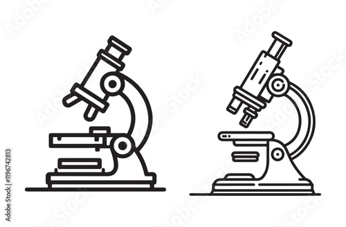 Microscope line art black and white vector illustration line art.