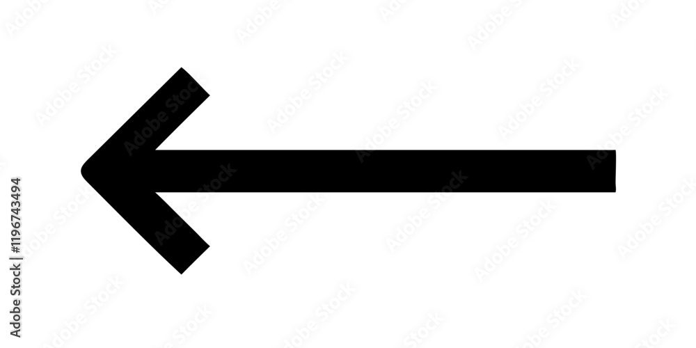 Black left-pointing arrow on a white background Black left-pointing arrow on a white background