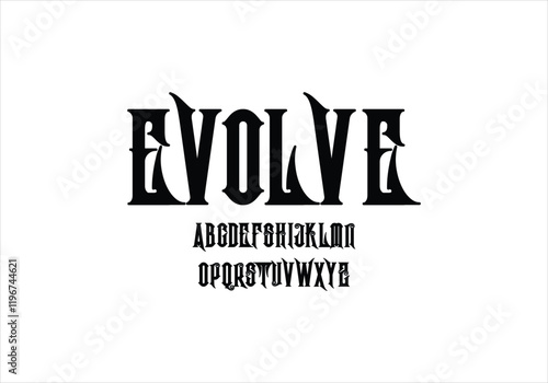 Evolve font for logo and headline. Isolated vector typeset
