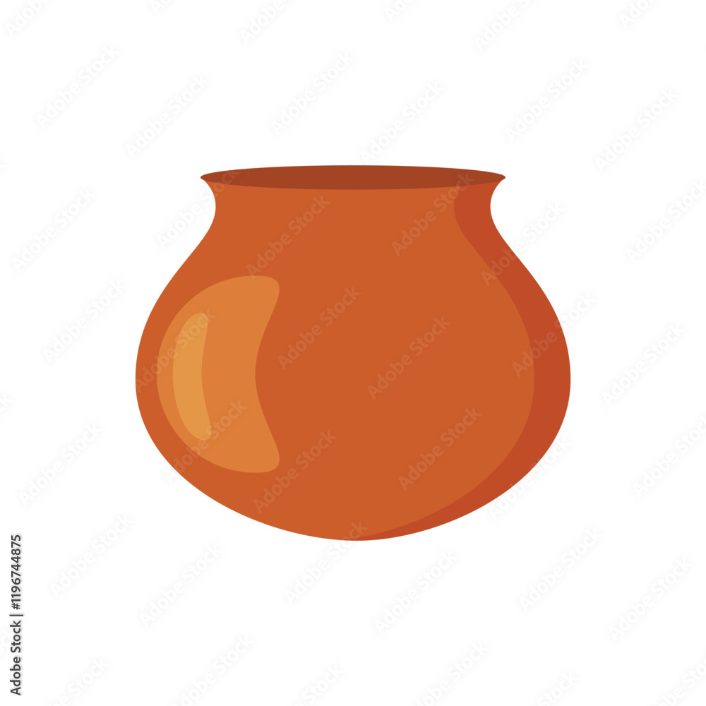 Clay pot flat vector design isolated on a white background