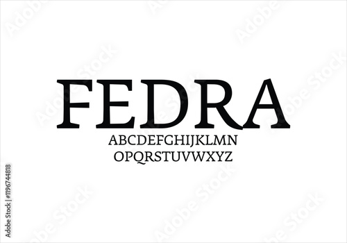 Fedra font for logo and headline. Isolated vector typeset