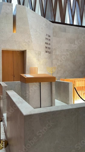 Jewish synagogue interior highlighting spirituality, heritage, and the elegance of modern design