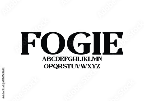 Fogie font for logo and headline. Isolated vector typeset