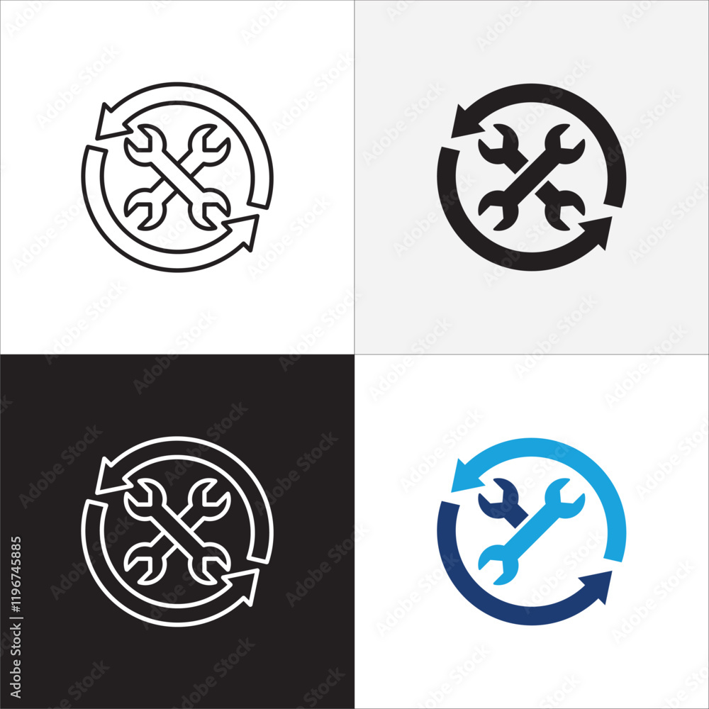 Business development process icon. Icon that represent of production step, process, setting, increase, grow up, program, progress. Vector stock illustration