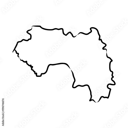 Guinea country simplified map. pencil sketch