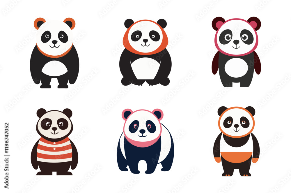Obraz premium Vintage Panda Bundle. Retro Cuties for Every Occasion