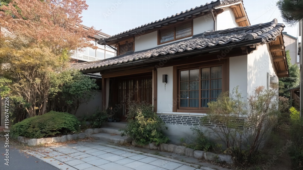 Traditional Japanese House Surrounded by Greenery Traditional Japanese House Surrounded by Greenery
