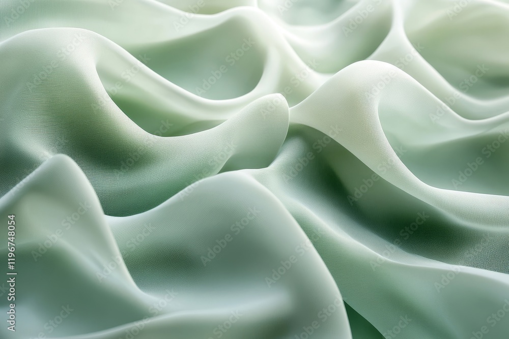 Obraz premium Abstract muted green gray pastel background, shadowed tones texture social media cover, dynamic wave effects, Generative AI