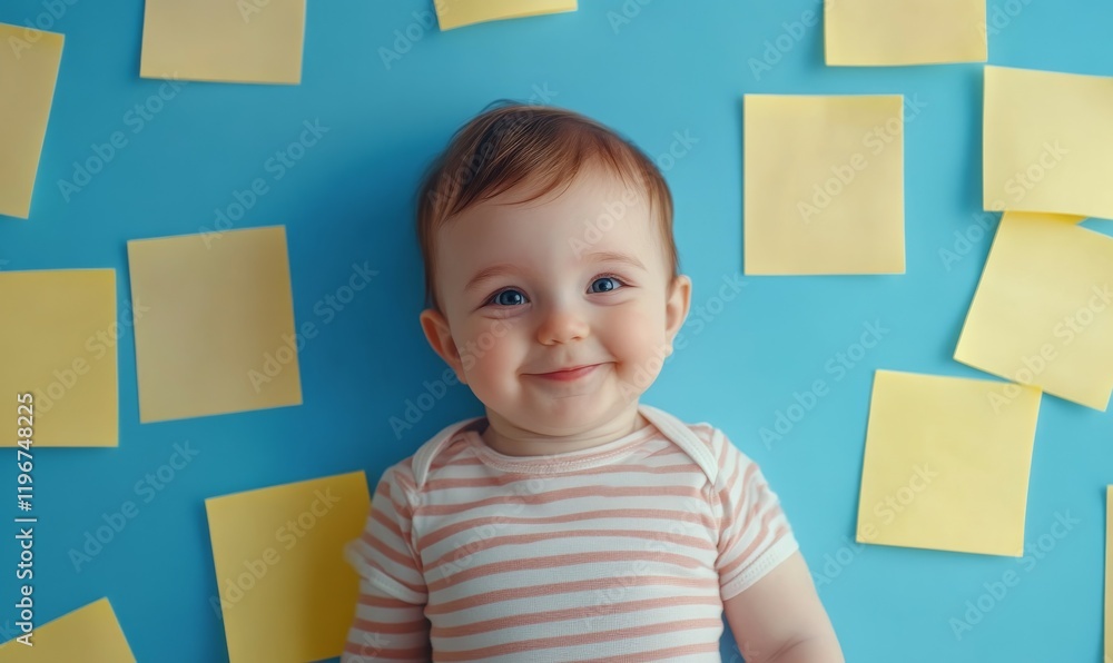 Blank yellow sticky notes on a blue background, concept of business work. Yellow memo stickers on blue wall. Mock-up Blank yellow sticky notes on a blue background, concept of business work. Yellow memo stickers on blue wall. Mock-up