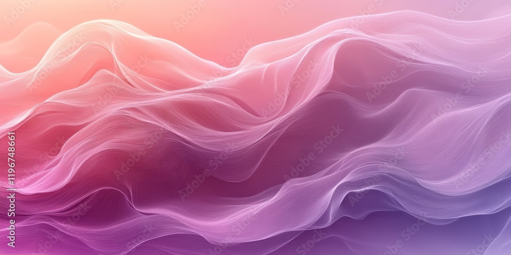 Obraz premium Abstract soft peach lavender grainy background, color blend texture poster banner, dynamic wave effects, Generative AI
