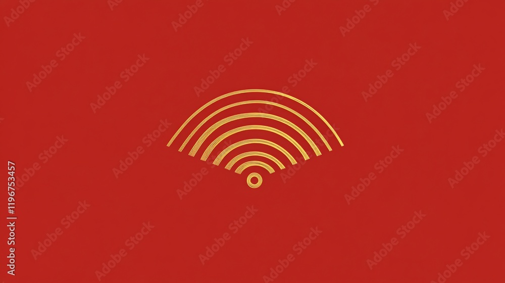 Obraz premium Elegant Golden Fan Design on Red Background