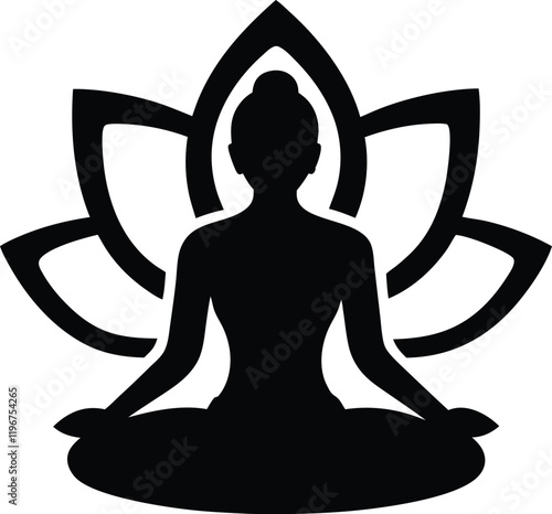 silhouette vector illustration of person in yoga position
