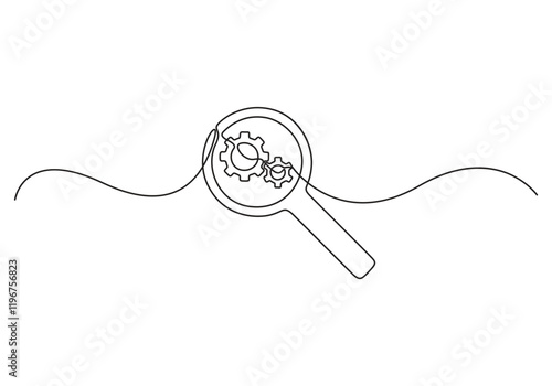 Continuous single line drawing of search engine optimization line icon vector illustration 