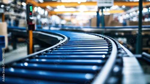 Wallpaper Mural Automated conveyor belts in a factory moving products through various stages of production. Torontodigital.ca