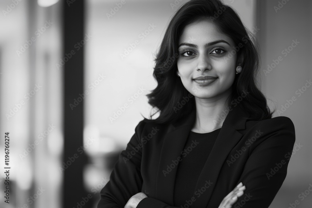 Fototapeta premium Confident young professional woman in business attire.