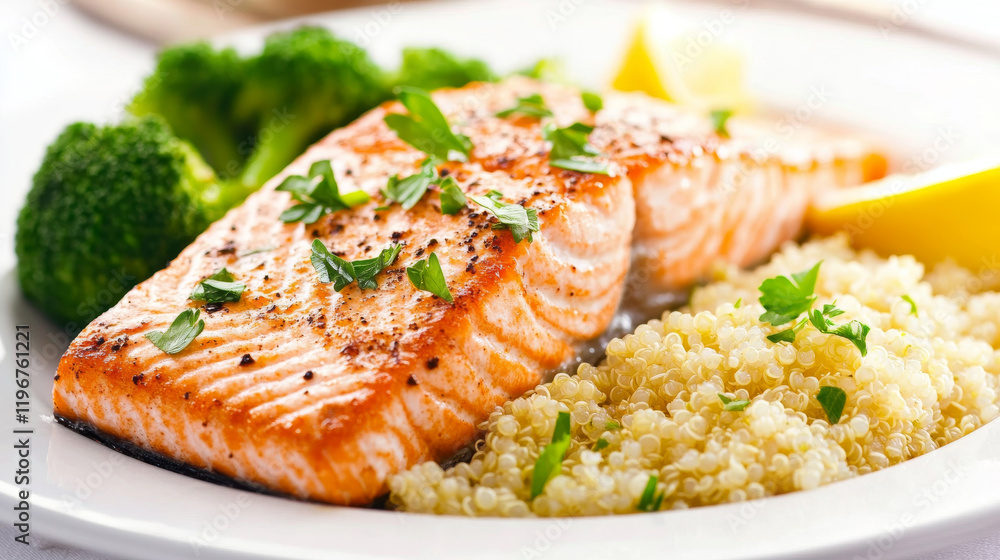 Pan-Seared Salmon with Quinoa and Broccoli Pan-Seared Salmon with Quinoa and Broccoli