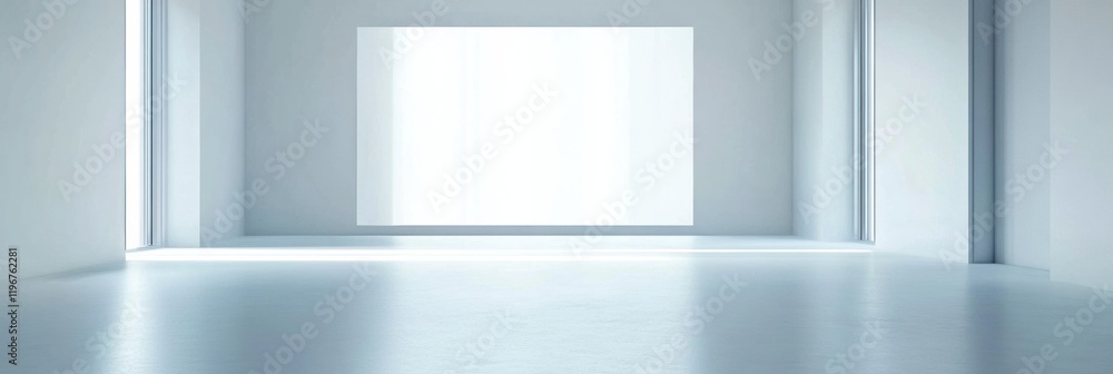 Fototapeta premium Open space with bright empty wall ideal for placing text and creative designs in a minimalist environment. Generative AI