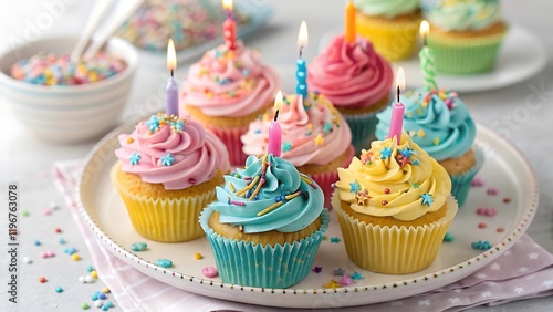 Wallpaper Mural Colorful happy birthday cupcakes Torontodigital.ca