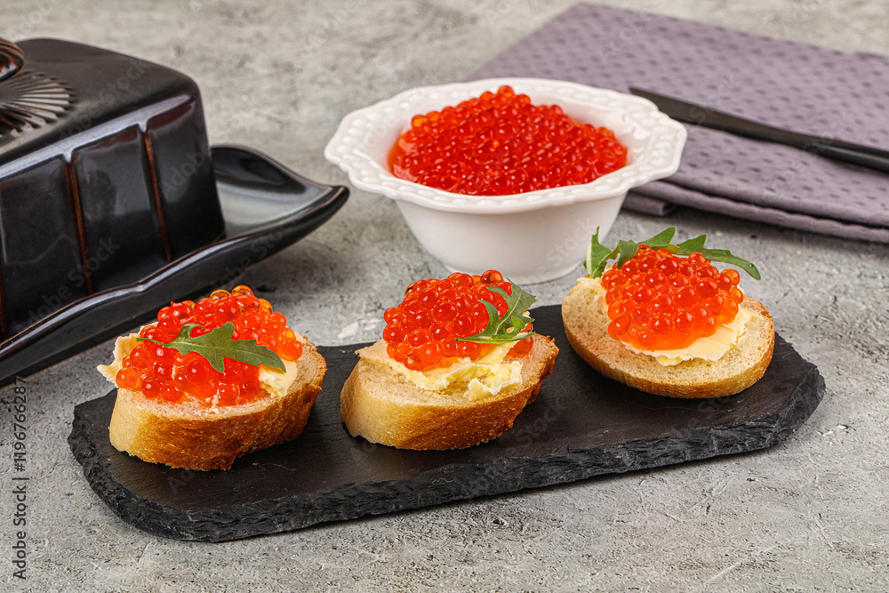 Luxury toast with red caviar Luxury toast with red caviar