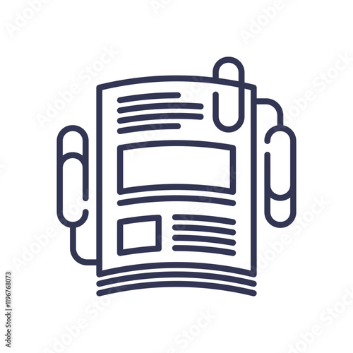 Newspaper and paperclip icon symbolizing organized content curation.