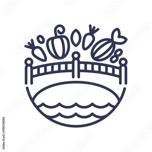 Bridge connecting healthy foods and wellness, symbolizing holistic health.