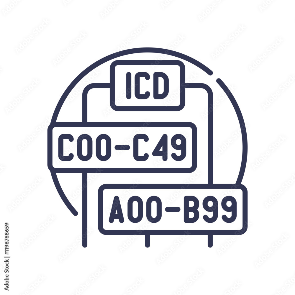 Illustration of ICD codes representing hierarchical coding in medical classification. Illustration of ICD codes representing hierarchical coding in medical classification.