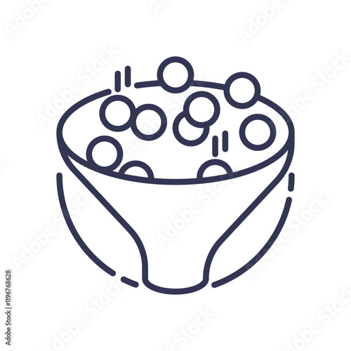 Funnel with circles symbolizing data filtering and decision pathways.