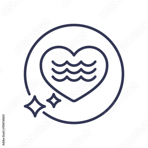 Heart with waves symbolizes emotional balance and wellness.