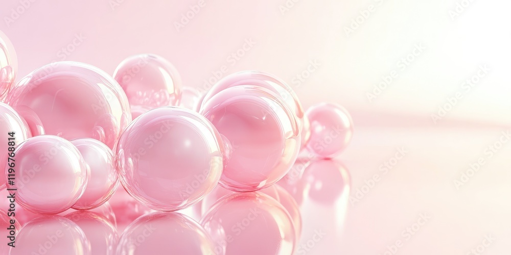 Soft and minimalistic composition with glossy pink spheres for modern design Soft and minimalistic composition with glossy pink spheres for modern design