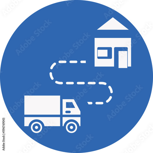 Truck Route glyph circle icon