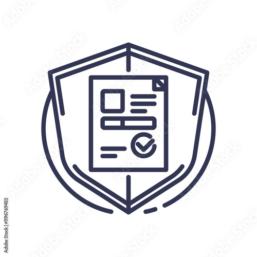 Shield with document symbolizes protection and insurance coverage.