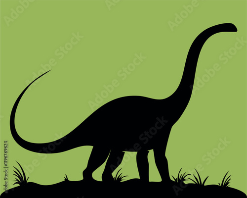 Brontosaurus Silhouette black and green