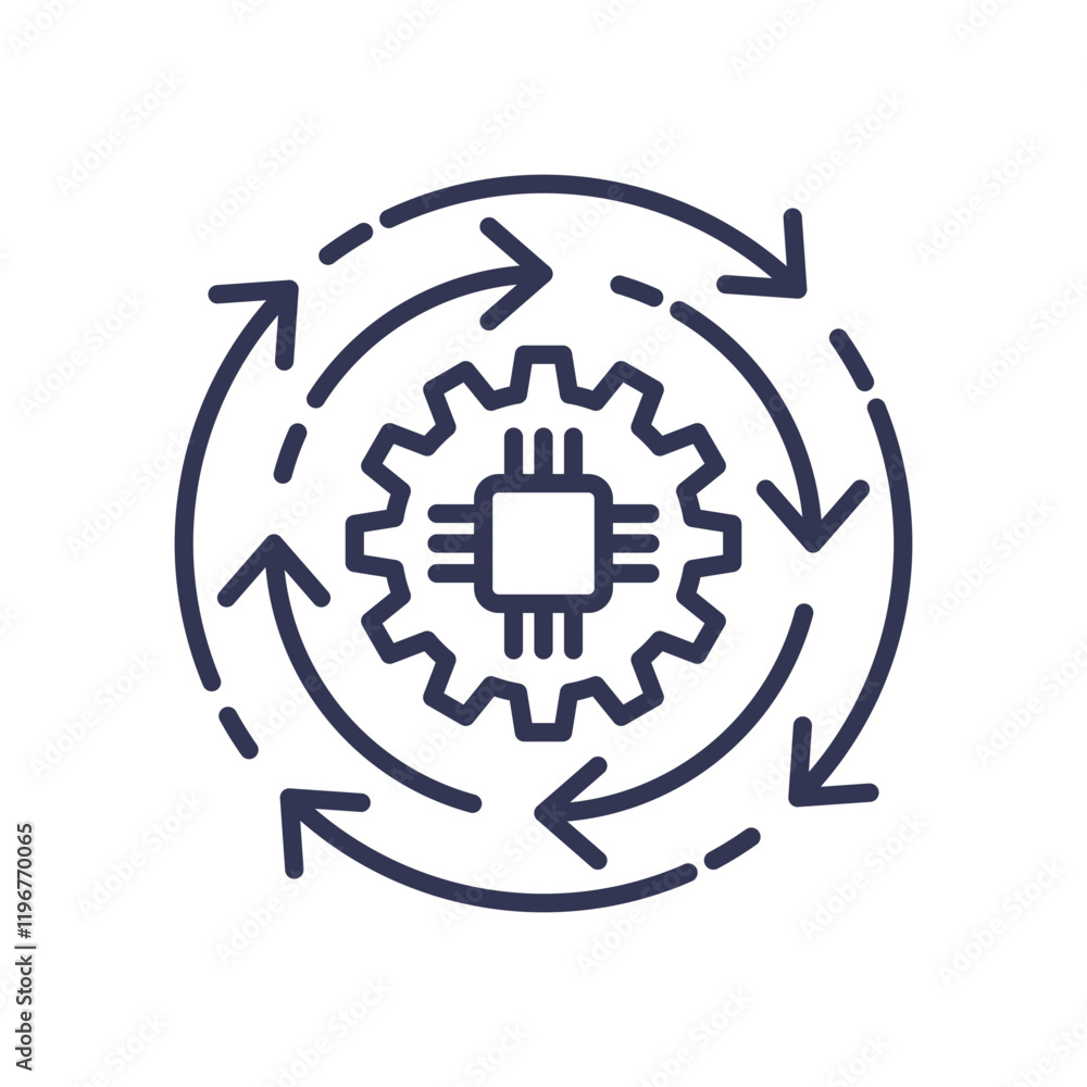 Gear and arrows symbolize LayeredEfficiency in process optimization. Gear and arrows symbolize LayeredEfficiency in process optimization.