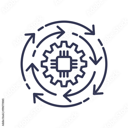 Gear and arrows symbolize LayeredEfficiency in process optimization.
