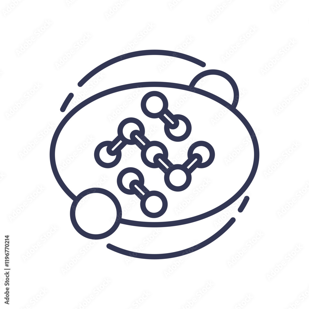 Fototapeta premium Abstract molecular structure with orbiting electrons, symbolizing scientific research and innovation.
