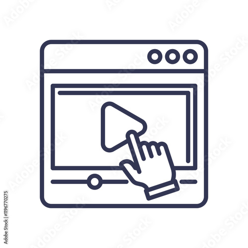 A hand clicks a play button on a video player, symbolizing interactive multimedia learning.
