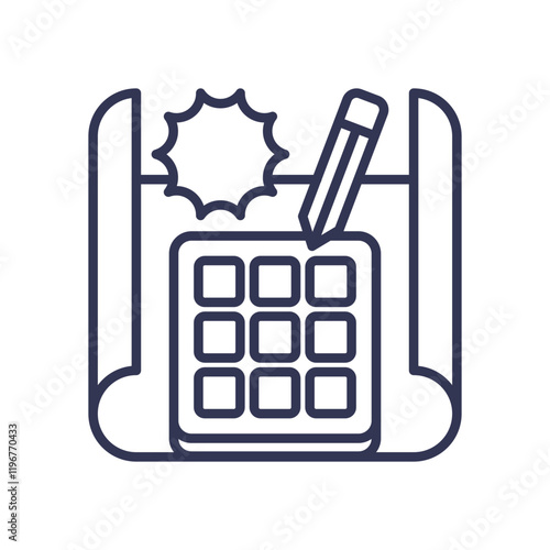 Blueprint with calendar and pencil symbolizes strategic planning and design.