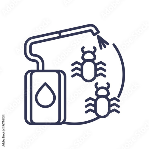Line art of pesticide spray targeting bugs, symbolizing pest control.