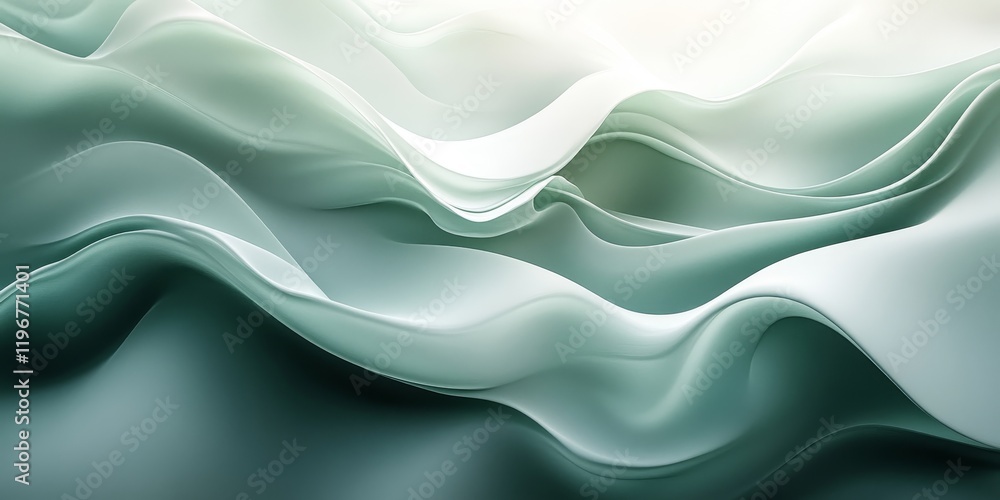 Fototapeta premium Abstract muted green gray glowing background, neon reflections texture website header, subtle pastel shades, Generative AI