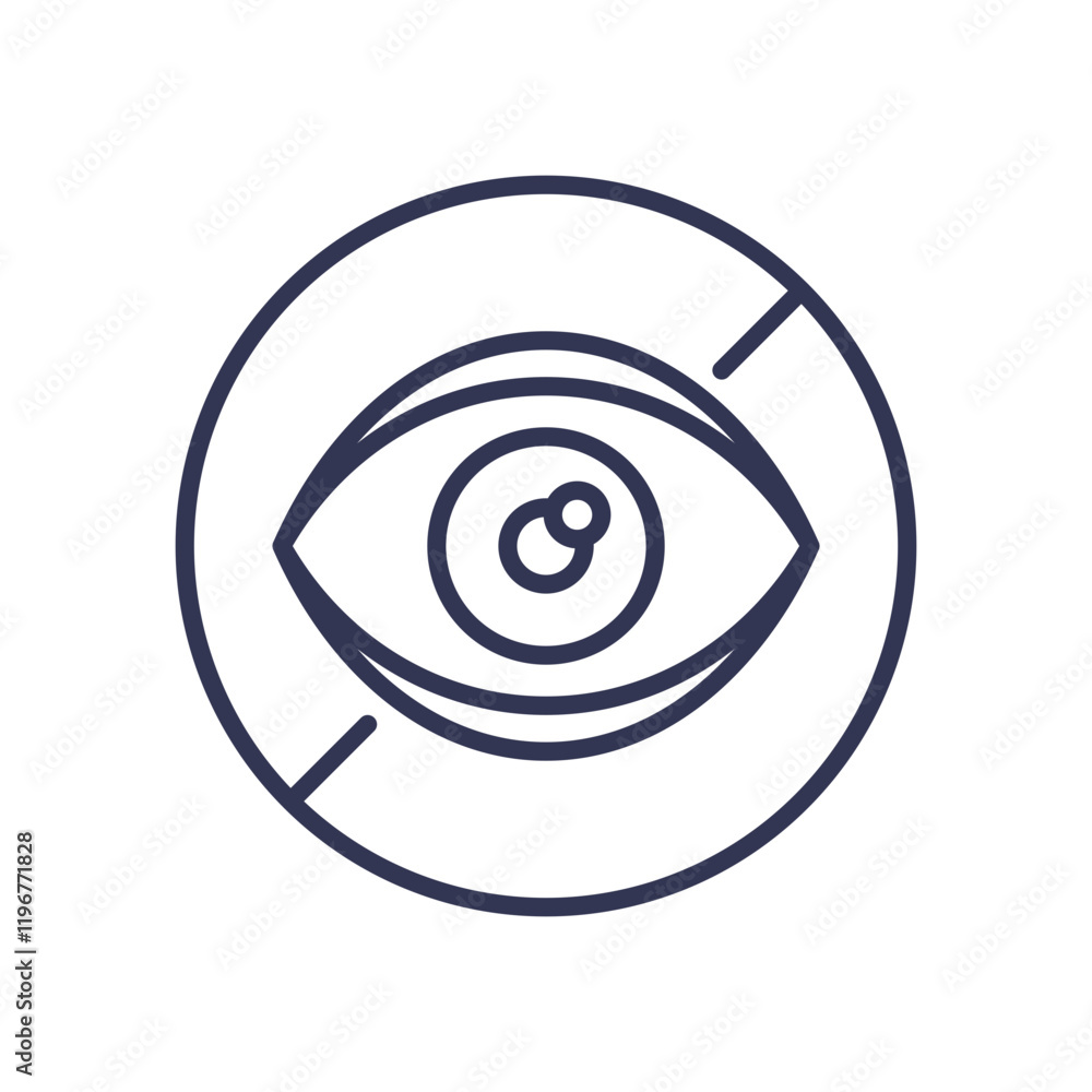 Minimalist eye icon symbolizing observation and insight. Minimalist eye icon symbolizing observation and insight.