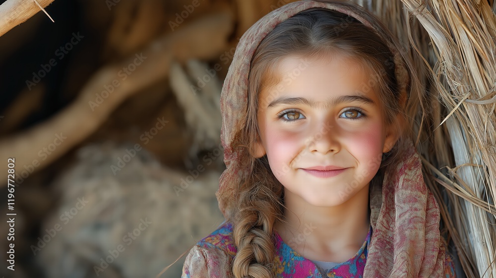Portrait of a Smiling Young Girl in Rustic Setting Portrait of a Smiling Young Girl in Rustic Setting