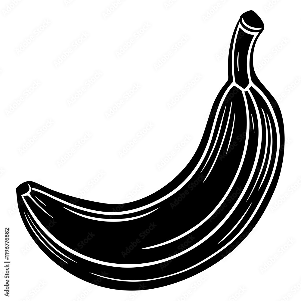 Minimalist Banana Silhouette on White Minimalist Banana Silhouette on White