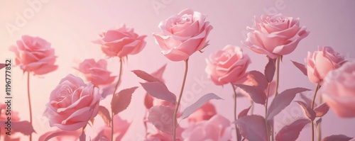 Wallpaper Mural Beautiful arrangement of pink roses on soft pink background for elegant decor Torontodigital.ca