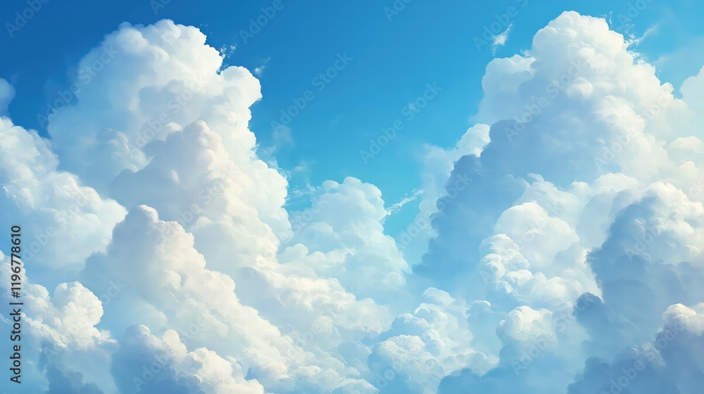 Fluffy White Clouds in a Bright Blue Sky Fluffy White Clouds in a Bright Blue Sky