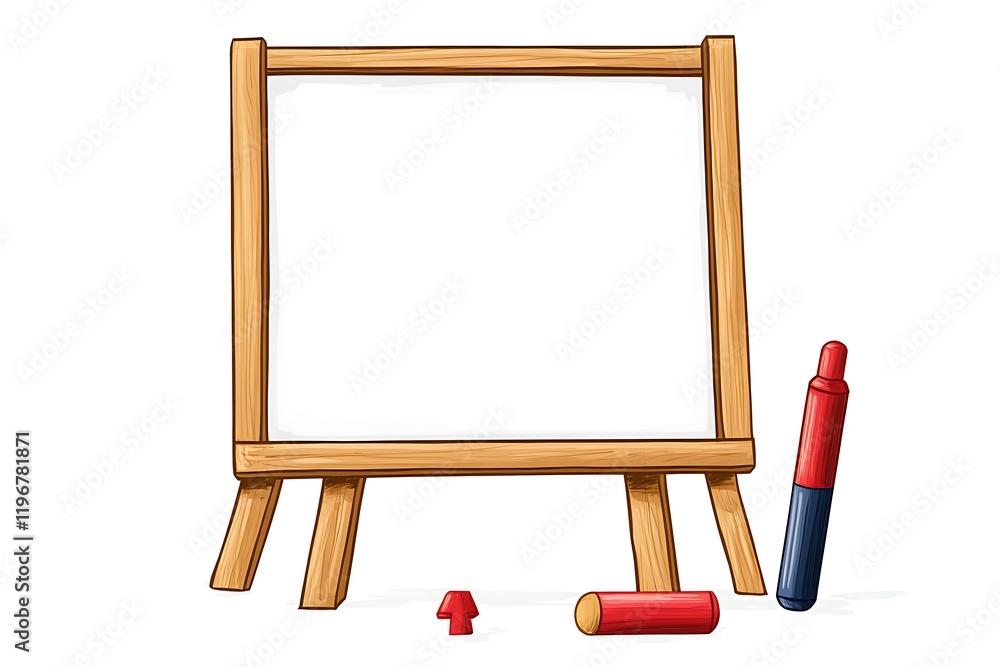 Wooden Easel with Blank Board and Art Supplies